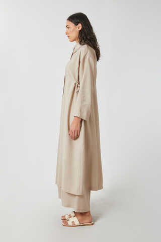 Tie-Waist Long Tunic Set Stone - 4