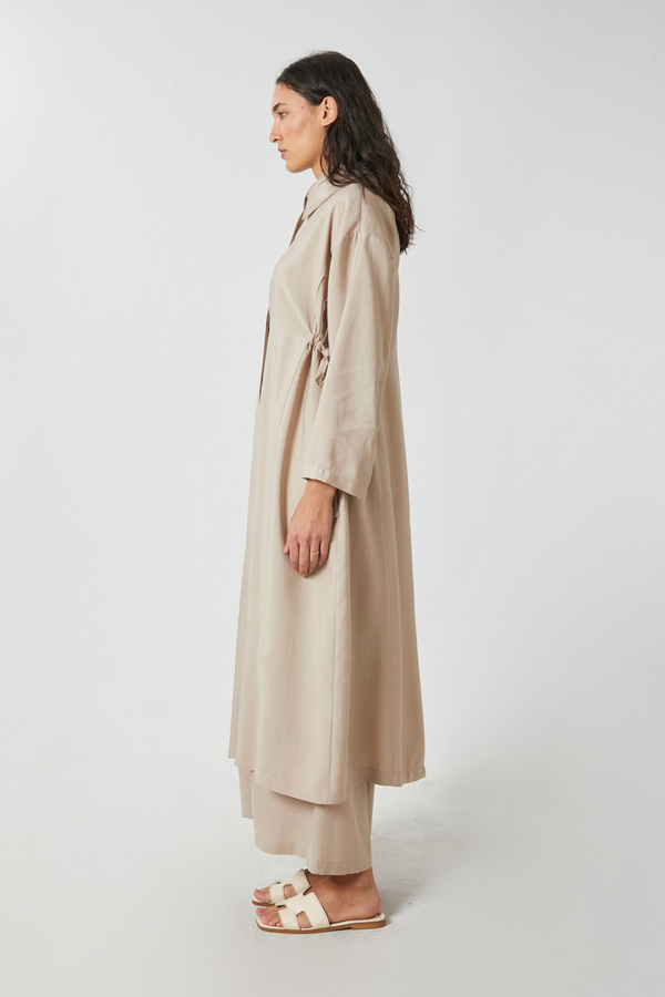 Tie-Waist Long Tunic Set Stone - 4