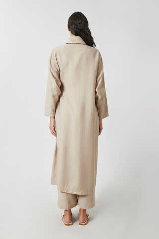 Tie-Waist Long Tunic Set Stone - 10