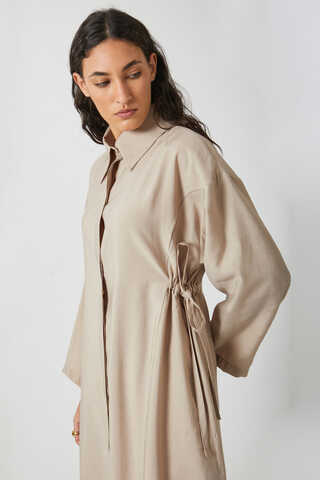 Tie-Waist Long Tunic Set Stone - 6