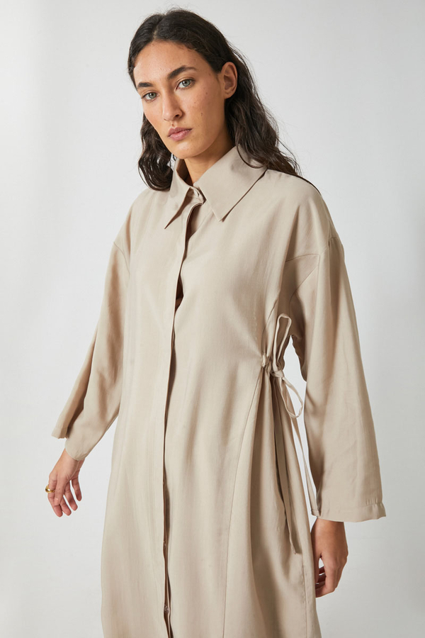 Tie-Waist Long Tunic Set Stone - 7