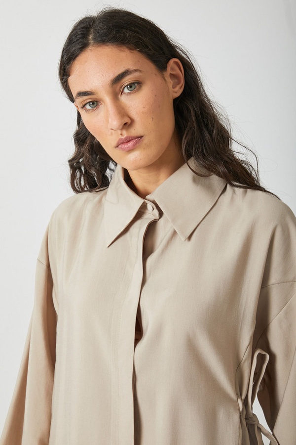 Tie-Waist Long Tunic Set Stone - 8