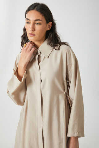 Tie-Waist Long Tunic Set Stone - 9