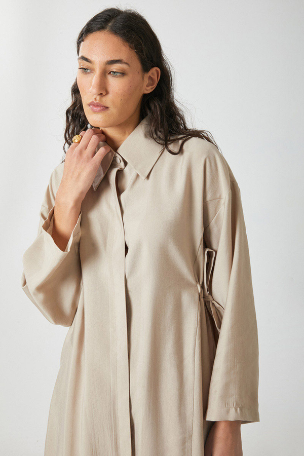 Tie-Waist Long Tunic Set Stone - 9