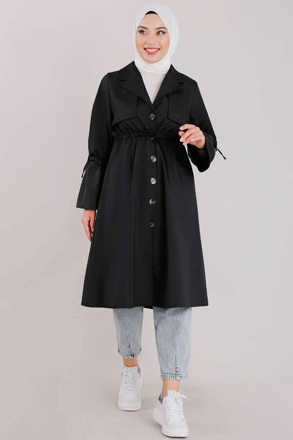Tie Waist Trench Black 