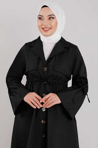 Tie Waist Trench Black - 3