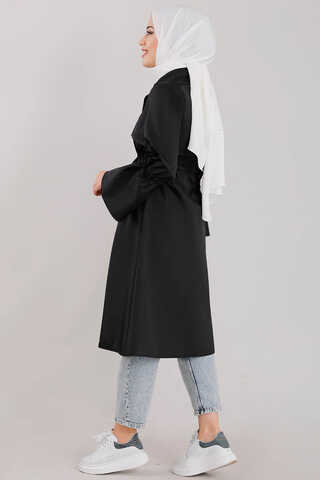 Tie Waist Trench Black - 4