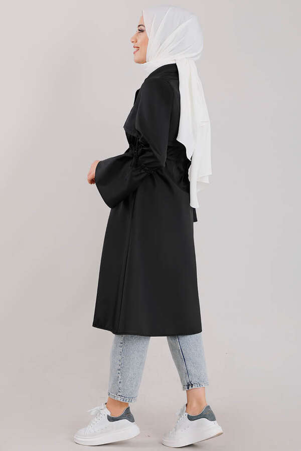 Tie Waist Trench Black - 4