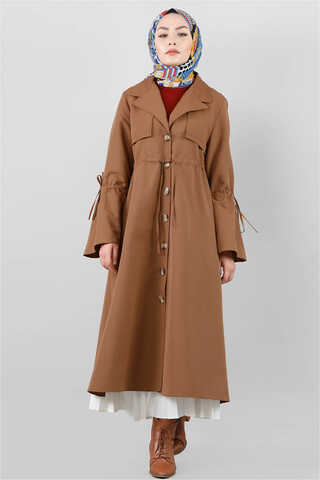 Tie Waist Trench Brown - 1