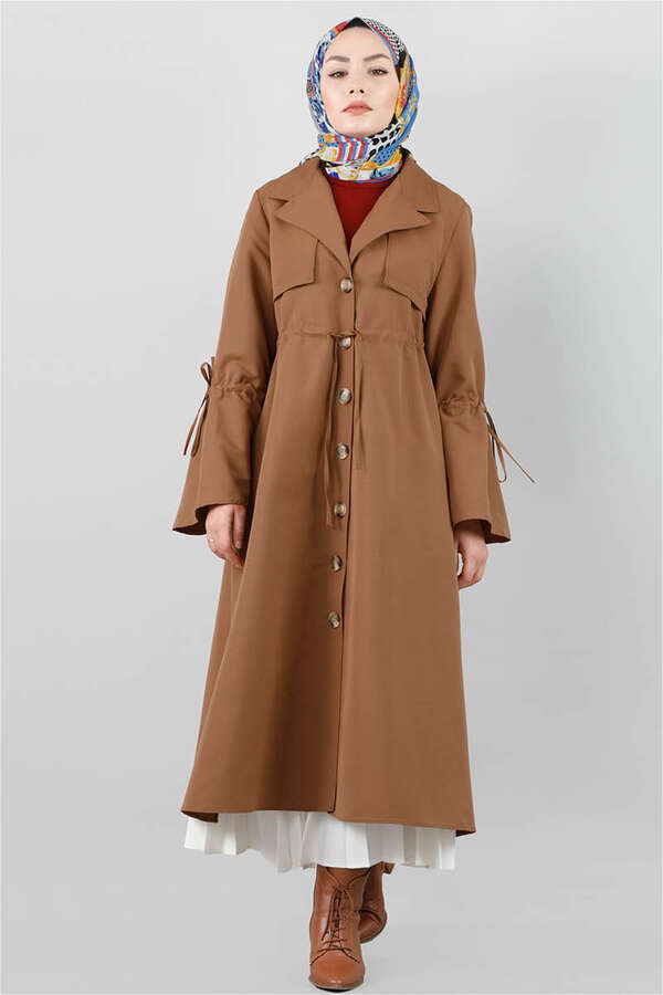 Tie Waist Trench Brown - 1