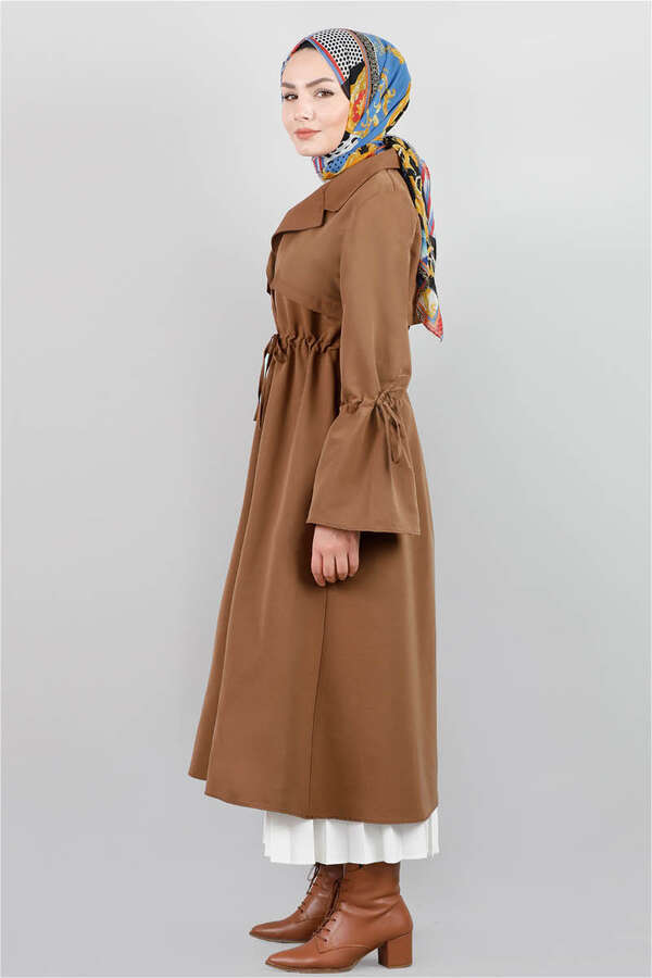 Tie Waist Trench Brown - 3