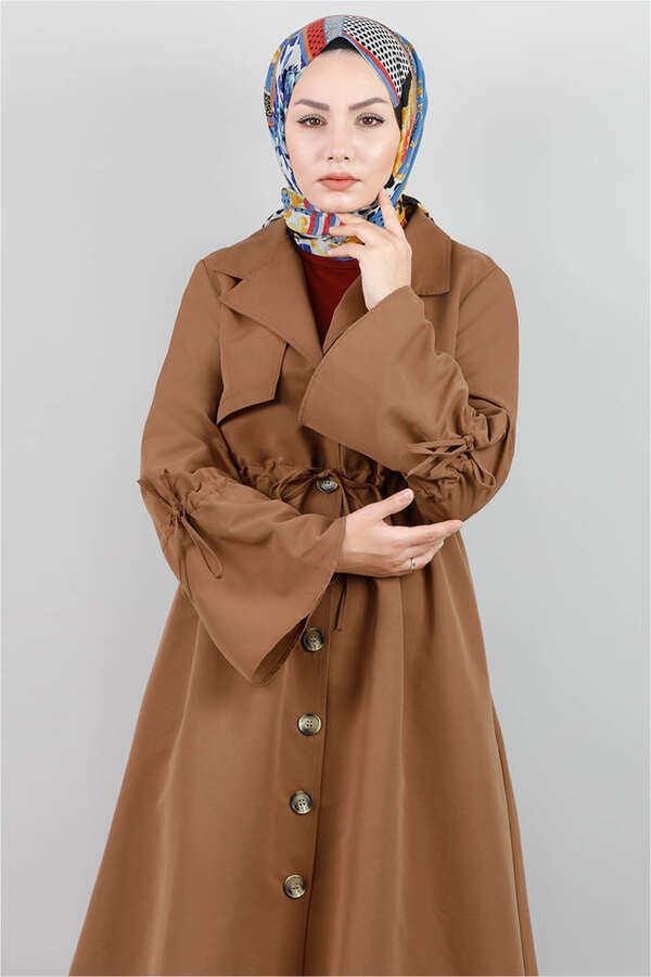 Tie Waist Trench Brown - 4