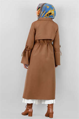 Tie Waist Trench Brown - 5