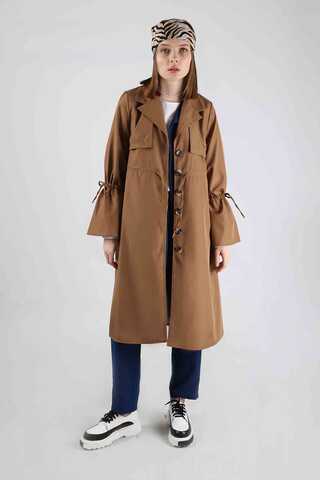 Tie Waist Trench Tan - 1