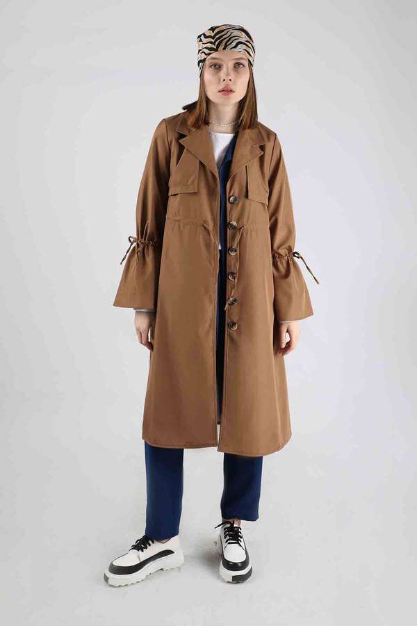 Tie Waist Trench Tan - 1