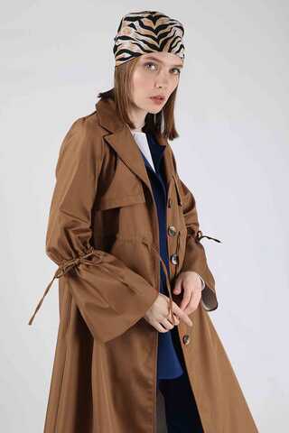 Tie Waist Trench Tan - 2