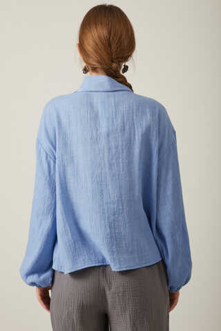 Tied Voile Shirt Baby Blue - 7