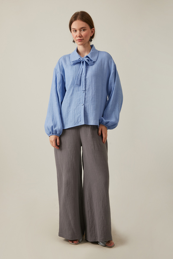 Tied Voile Shirt Baby Blue