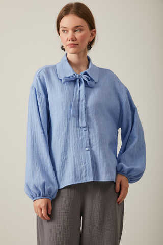 Tied Voile Shirt Baby Blue - 2