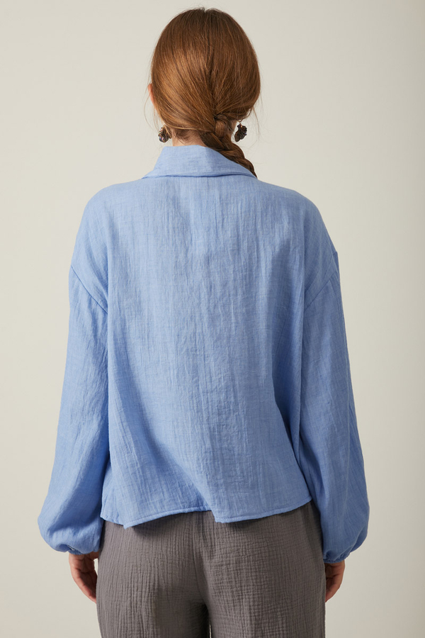 Tied Voile Shirt Baby Blue - 7