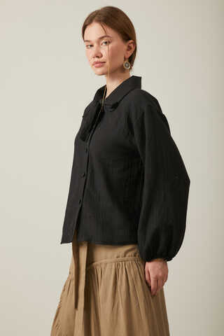 Tied Voile Shirt Black - 4