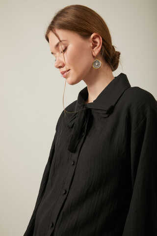 Tied Voile Shirt Black - 6