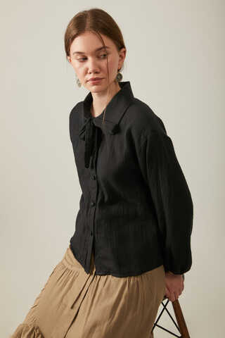 Tied Voile Shirt Black - 9