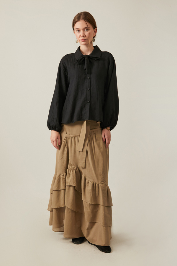 Tied Voile Shirt Black