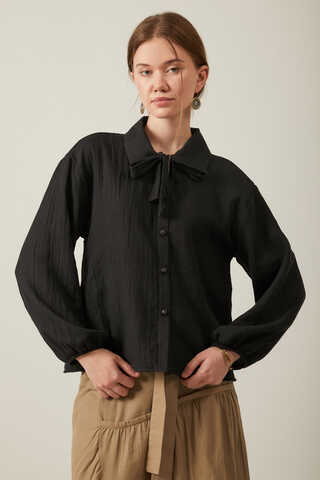 Tied Voile Shirt Black - 11
