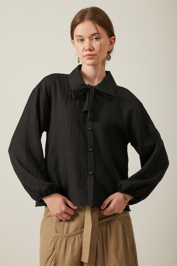 Tied Voile Shirt Black - 11