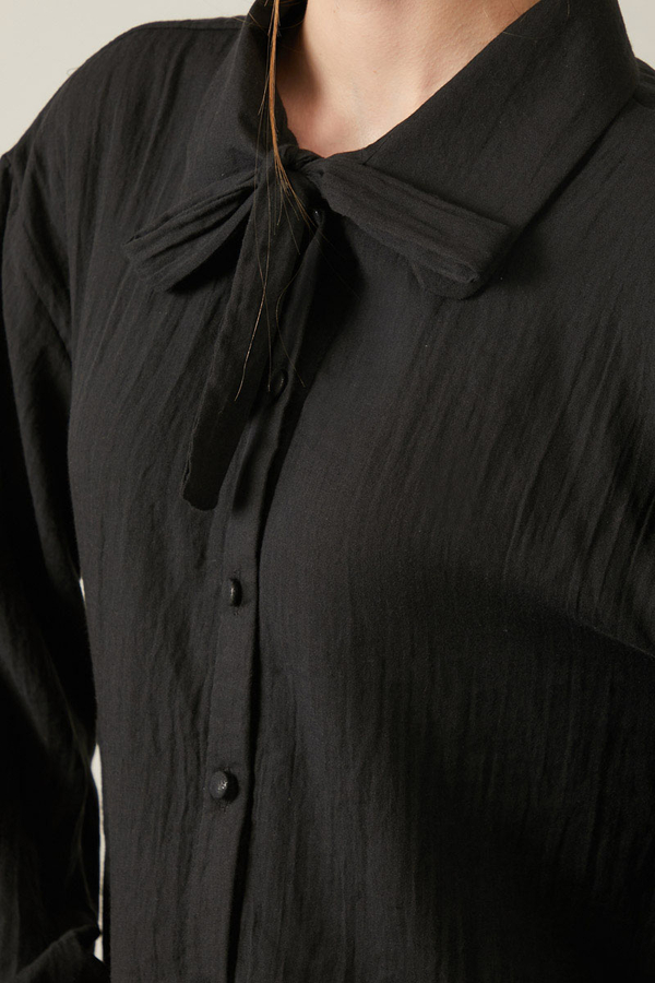 Tied Voile Shirt Black - 5