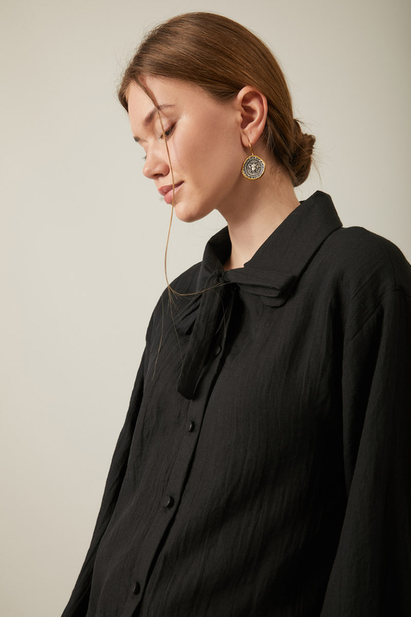 Tied Voile Shirt Black - 6