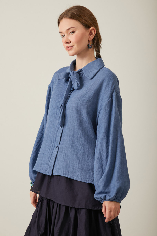 Tied Voile Shirt Indigo