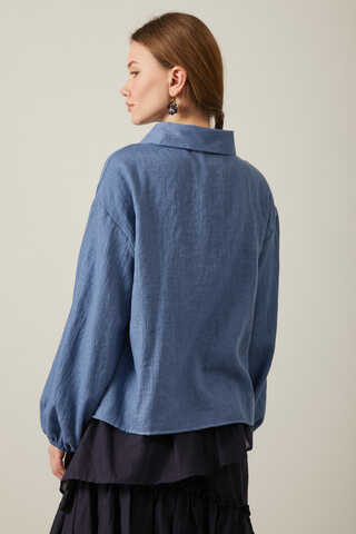 Tied Voile Shirt Indigo - 3