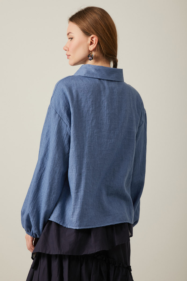 Tied Voile Shirt Indigo - 3