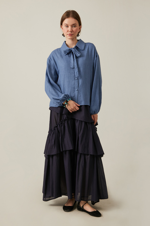 Tied Voile Shirt Indigo - 6