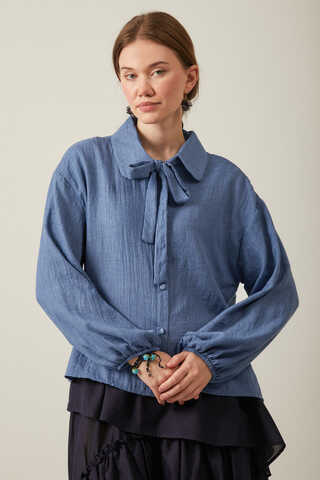 Tied Voile Shirt Indigo - 7