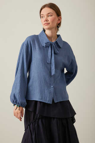 Tied Voile Shirt Indigo - 2