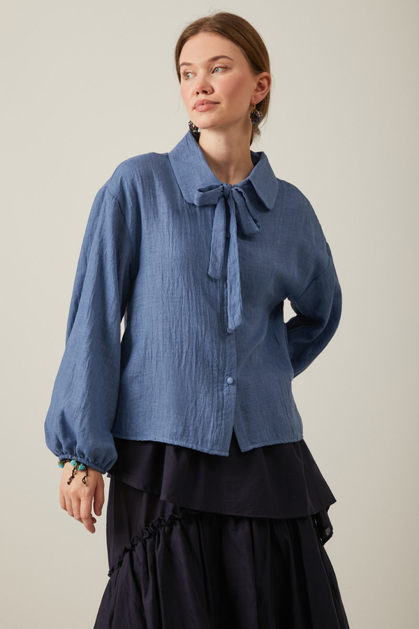 Tied Voile Shirt Indigo - 2