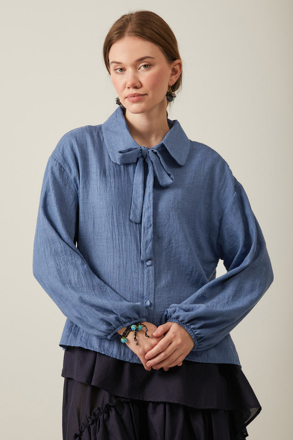 Tied Voile Shirt Indigo - 7