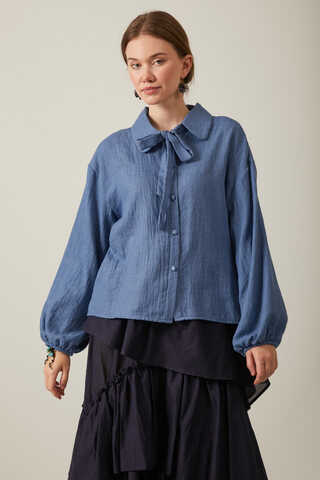 Tied Voile Shirt Indigo - 8