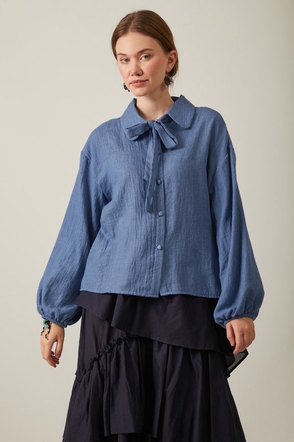 Tied Voile Shirt Indigo - 8