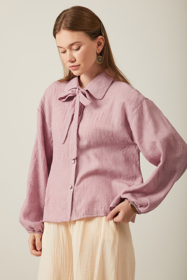 Tied Voile Shirt Powder - 5