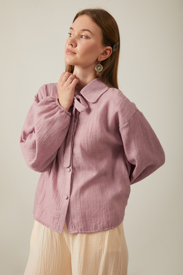 Tied Voile Shirt Powder - 8