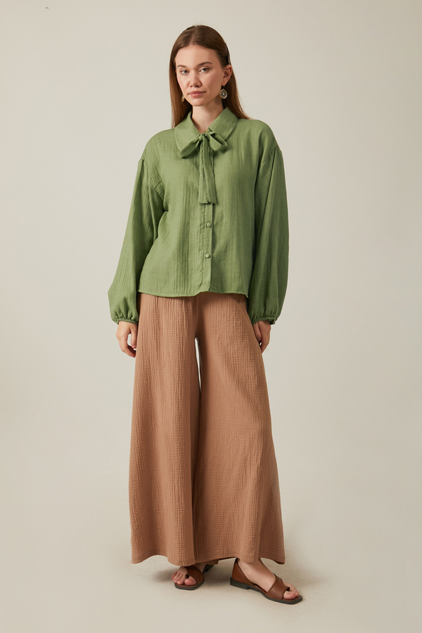 Tied Voile Shirt Soft Green - 7