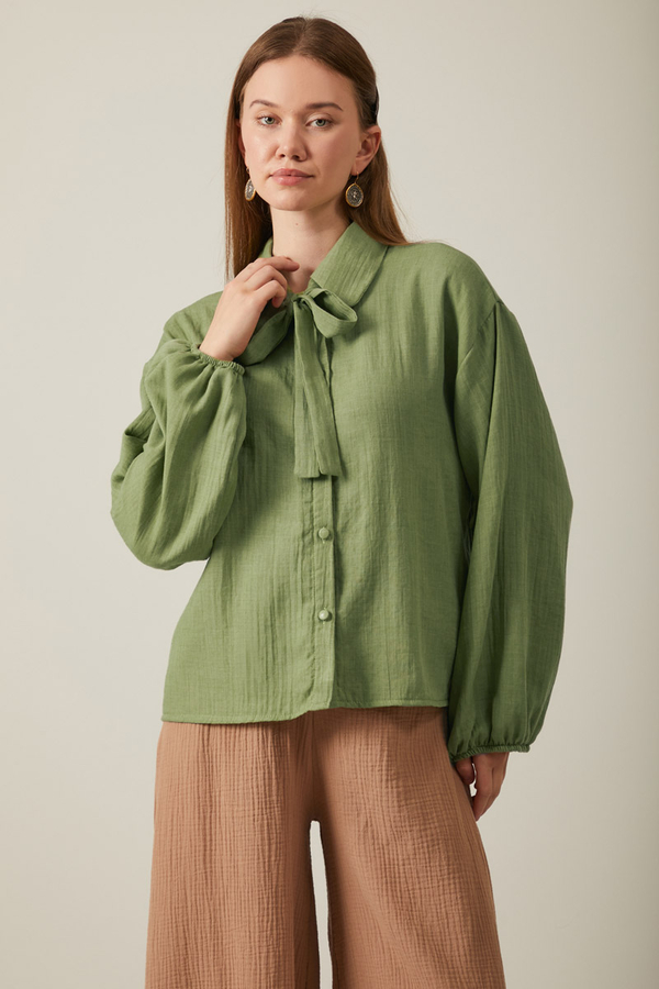 Tied Voile Shirt Soft Green - 5