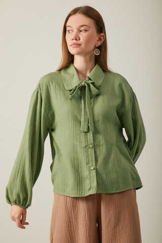 Tied Voile Shirt Soft Green - 9