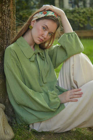 Tied Voile Shirt Soft Green - 4