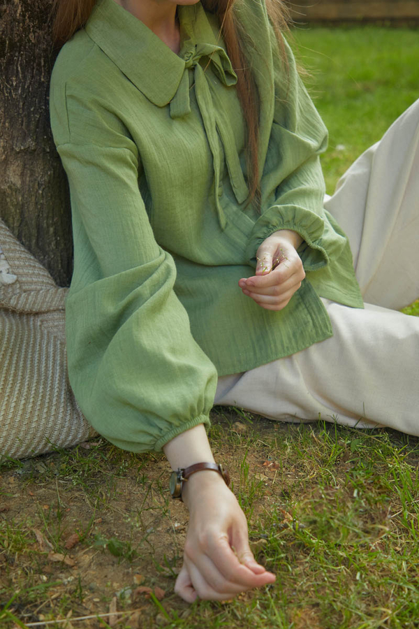 Tied Voile Shirt Soft Green