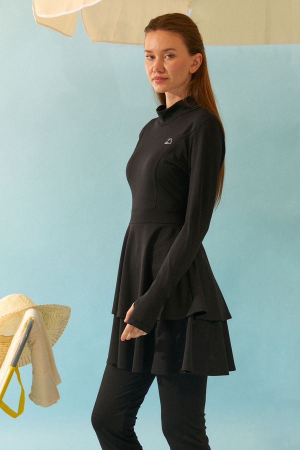 Tiered Skirt Swimsuit Set Black - 7